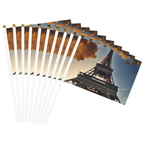 Schöner Eiffelturm Paris Druck Leichte Handflagge Doppelseitige Flaggen Party Parade Home Decor Feiern von JGHHOUN