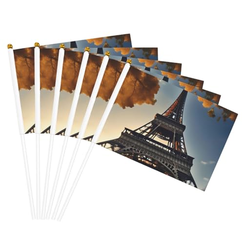 Schöner Eiffelturm Paris Druck Leichte Handflagge Doppelseitige Flaggen Party Parade Home Decor Feiern von JGHHOUN