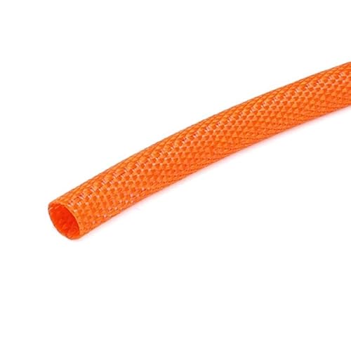 Schrumpfschlauch, geflochtene Kabelhülse, 6–100 mm Durchmesser, schwer entflammbarer PET-Drahtwickelmantel für automatische Leitungsorganisation, 1 Stück (Orange, 20 mm x 1 m) von JGJGJ