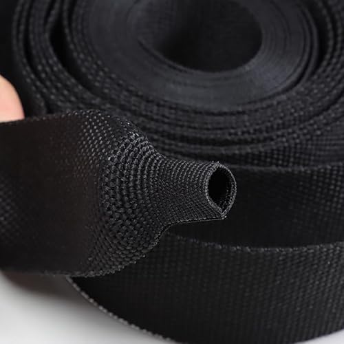 Schrumpfschlauch, geflochtene Kabelhülse, 6–100 mm Durchmesser, schwer entflammbarer PET-Drahtwickelmantel für automatische Leitungsorganisation, 1 Stück (Schwarz, 45 mm x 1 m) von JGJGJ