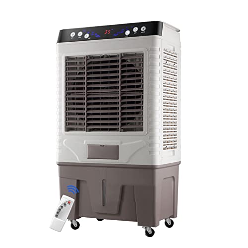 JGJSQYY Industrieller Verdunstungsluftkühler mit 65 l Wassertank | 3-in-1-Ventilator, Luftbefeuchter, Klimaanlage | 120 cm Höhe | 18-Stunden-Timer | 400 W | Ideal für 30–70 m² – 700.000 m³/h von JGJSQYY