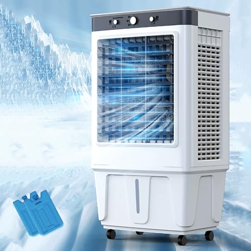JGJSQYY Verdunstungskühler 3-in-1-Lüfter und Luftbefeuchter – 140 W fensterlose Klimaanlage mit 3-stufigem Lüfter, 120°-Oszillation – Ideal für die gewerbliche Nutzung in Zimmern, Garagen von JGJSQYY