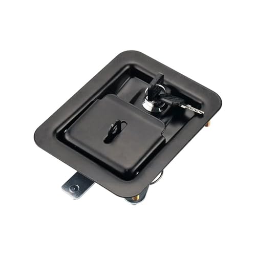 304 Edelstahl oder Eisen Panel Lock Dreipunkt-Verbindungsschloss Engineering Fahrzeug Türschloss 1Pcs(Iron With padlock) von JGODGQPM