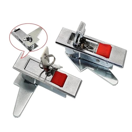 Flugzeug Griff Panel Türschlösser Elektrische Schrank Box Lock Möbel Schublade Kleiderschrank Schlösser 1Pcs(MS603 Red Button,With Key) von JGODGQPM