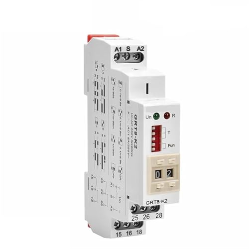 GRT8-K Digitales Zeitrelais mit Multifunktions-Zeitverzögerung for Ein- und Ausschalten, 1 Stück(GRT8-K2 ACDC12V-240V) von JGODGQPM