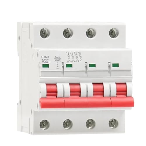 GYM8 4-poliger Mini-Leistungsschalter 6A-63A Din-Schienen-MCB mit EIN/AUS-Anzeige, 1 Stück(50A) von JGODGQPM