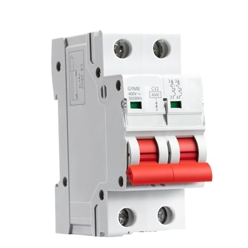 GYM8 Doppelpoliger Din-Schienen-Leitungsschutzschalter 4,5 kA 63 A, 1 Stück(32A) von JGODGQPM
