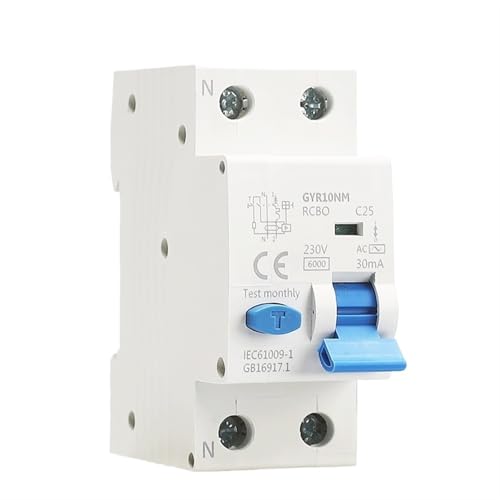 GYR10NM AC Typ RCBO Fehlerstromschutzschalter Mit Über Strom Und Leckage Schutz 30MA 1Pcs(2P 40A 30mA) von JGODGQPM