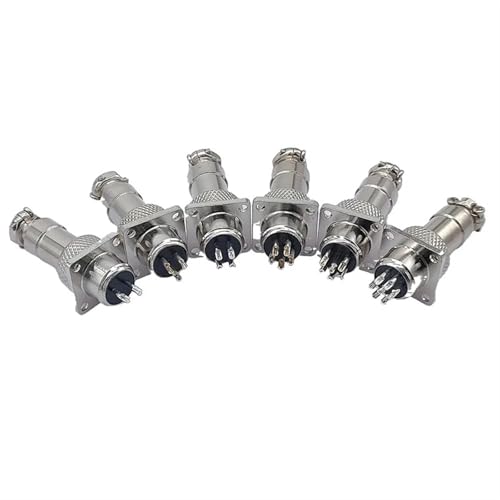 Luftfahrt-Steckverbinder, quadratisch, 2–7-polig, Durchmesser 12 mm, GX12, Push-Pull-Rundsteckverbinder, 5 Stück(2Pin Female 5PCS) von JGODGQPM