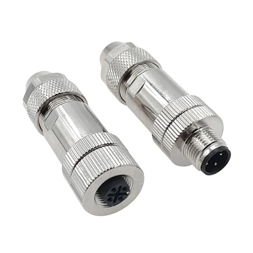 M12 Sensorstecker Männlich Weiblich Metall 4 5 8 Pin Schraube Gewinde Kupplung Typ A 1St(Angle 8pin male) von JGODGQPM