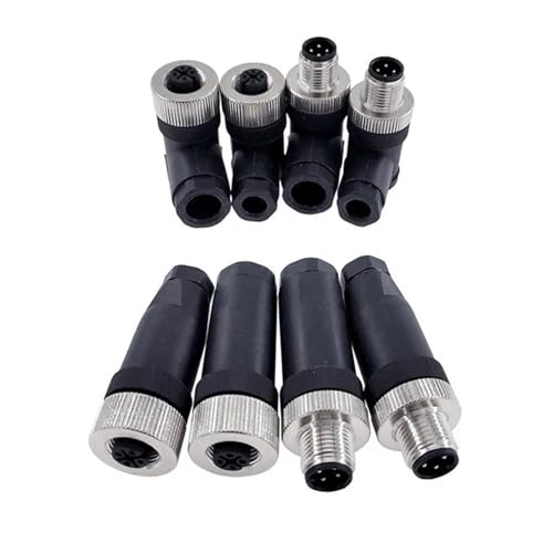 M12 Stecker Männlich Weiblich Stecker Schraube Gewinde Kupplung 3 4 5 8 Pin A Typ 1Pcs(Angle Female PG9,4P) von JGODGQPM