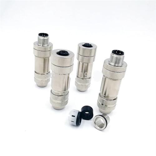 Metall M12 Sensor Stecker M12 Männlich Weiblich Schraube Gewinde 4 5 8 Pin A Typ 1Pcs(Straight,FEMALE INSERT_8P) von JGODGQPM