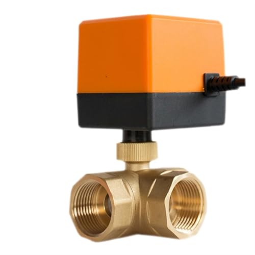 Motorisierter Kugelhahn, 3-Draht, 2-Steuerung, elektrischer Kugelhahn aus Messing, 3-Wege-Kugelhahn, 1 Stück(DN25,L TYPE_24VDC_CR02) von JGODGQPM