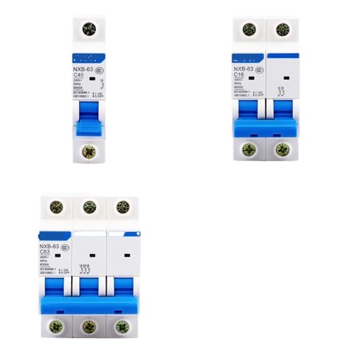 NXB-63 1P 2P 3P 4P AC 230/400V Leistungsschalter DIN-Schienenmontage Miniatur-Haushaltsluftschalter 1St(2P,32A) von JGODGQPM