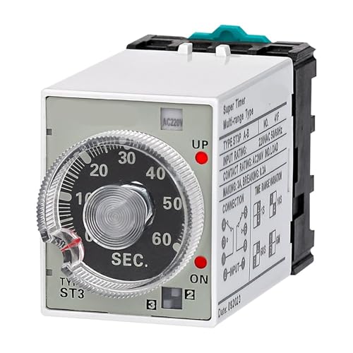 ST3P Einschaltverzögerung Multifunktions-Zeitrelais mit Sockel AC-Stromversorgung 1 Stücke(380VAC,A-A 0.5sec. - 3min.) von JGODGQPM