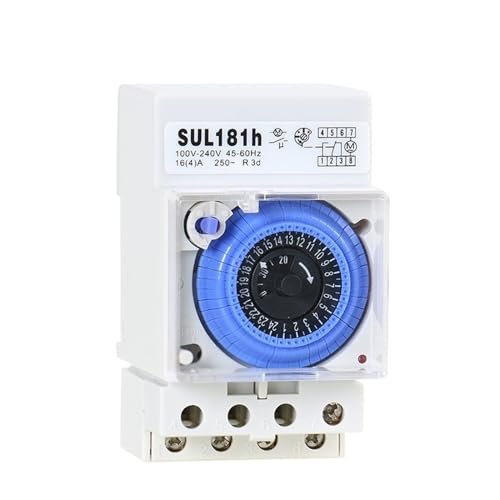 SUL181h Analoger mechanischer Zeitschaltuhr 100 V-240 V, programmierbarer 24-Stunden-Timer mit 30-Minuten-Einstellung, 1 Stück SUL181h Analoger mechanischer Zeitschaltuhr 100 V-240 V, programmierbarer 24-Stunden-Timer mit 30-Minuten-Einstellung, 1 Stück von JGODGQPM