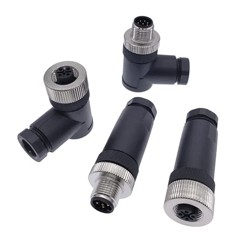 Steckverbinder M12 Männlich Weiblich Gerade & Winkel Schraube Gewinde Kupplung 4 5 8 Pin A Typ 2 Stücke(Straight Male PG9,4P) von JGODGQPM