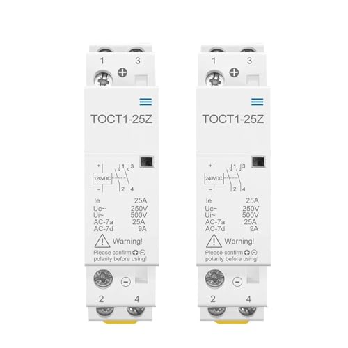 TOCT1 2P 25A DC 12V 24V Spule 220V/230V 50/60HZ Din Schiene Ac Modulare Schütz 1Pcs(DC 24V 1NO 1NC) von JGODGQPM