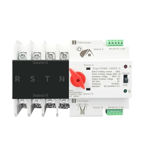 TOQ5-100PV 4P 3 Phase 4 Draht Din-schiene Dual Power Automatische Transfer Wahlschalter 1Pcs(100A) von JGODGQPM