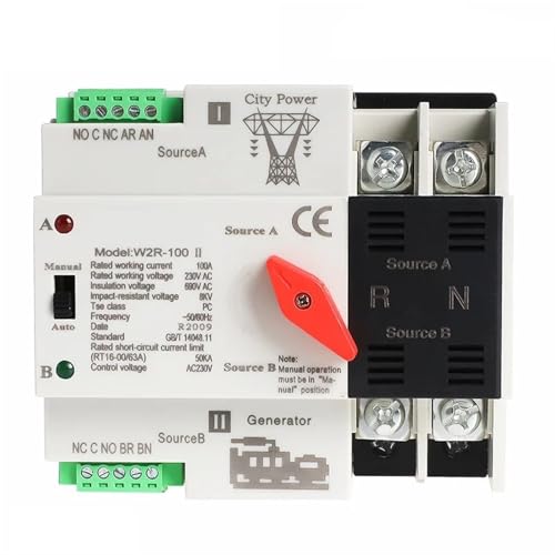 W2R ATS 2P Automatischer Transferschalter Elektrische Wahlschalter ATS 63A 100A 1Pcs(W2R-2P-110V,2P 25A) von JGODGQPM