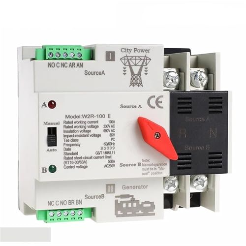 W2R ATS 2P Automatischer Transferschalter Elektrische Wahlschalter Dual Power Switch 1Pcs(W2R-2P-220V,2P 25A) von JGODGQPM