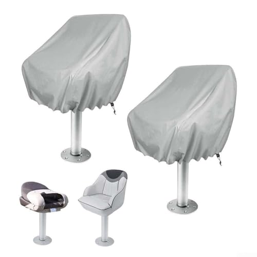 2 wasserdichte Bootssitzbezüge aus UV-beständigem 210D und 420D Oxford-Gewebe zum Schutz der Sitze vor Wasser, UV-Strahlen und Umweltschäden (Silber 420D) von JGmotorfi