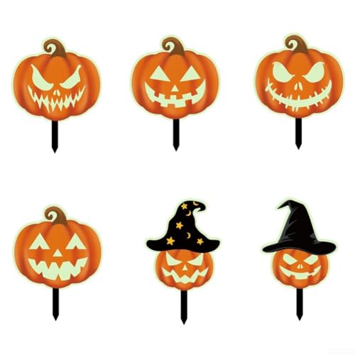 6 x Halloween-Gartendekoration für den Außenbereich, leuchtet im Dunkeln, mit Einrichtung für Hof und Terrasse, mit wetterfesten Materialien 6 x Halloween-Gartendekoration für den Außenbereich, leuchtet im Dunkeln, mit Einrichtung für Hof und Terrasse, mit wetterfesten Materialien von JGmotorfi