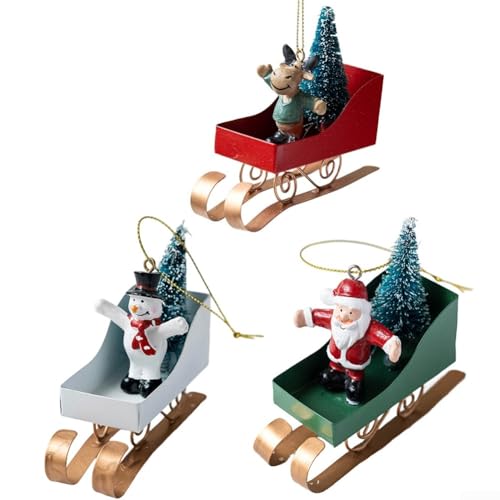 Eisen-Weihnachtsschlitten-Ornamente für Urlaubsdekoration, Set mit 3 Stück, geeignet für Bäume, Tische und öffentliche Veranstaltungsorte, um festliche Stimmung zu schaffen Eisen-Weihnachtsschlitten-Ornamente für Urlaubsdekoration, Set mit 3 Stück, geeignet für Bäume, Tische und öffentliche Veranstaltungsorte, um festliche Stimmung zu schaffen von JGmotorfi