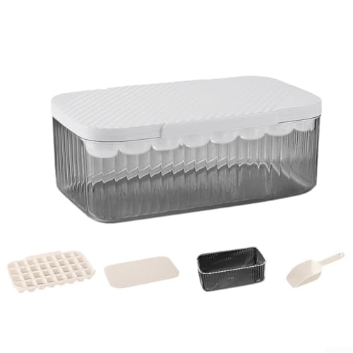 Eiswürfelbox aus flexiblem Silikon mit Deckel, Press-Design, um Eiswürfel mühelos zu lösen, kompakte Größe, perfekt für organisierte Aufbewahrung im Kühlschrank (weiß) von JGmotorfi