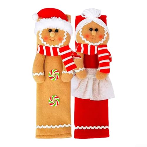 Festliche Küchengriffabdeckungen mit Gewürzmann-Design, schützt Kühlschrank, Mikrowelle und Spülmaschine vor Schmutz und Fingerabdrücken während der Weihnachtszeit (J-JY 118) von JGmotorfi