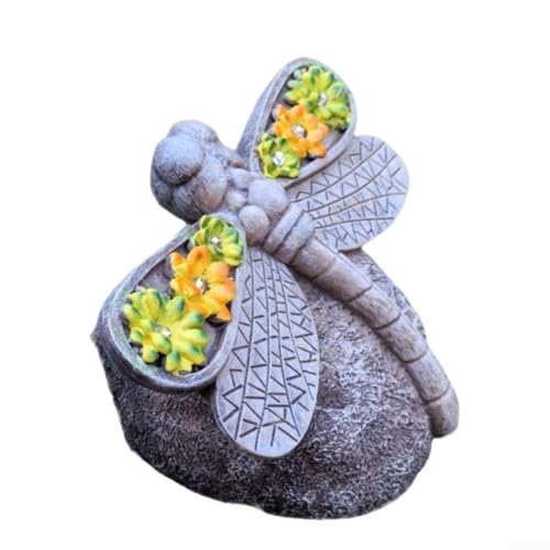 Gartenfigur Libelle aus Kunstharz mit eingebautem Solar-LED-Licht, dekorative Skulptur für Terrasse, Hof, Rasen und Außenbereiche, wetterbeständig von JGmotorfi