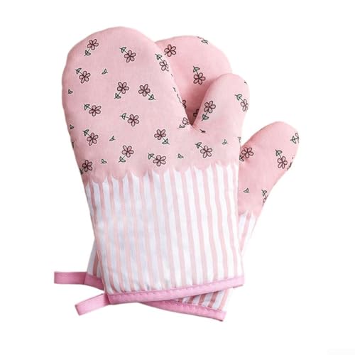 Hitzebeständige Kochhandschuhe aus Baumwollleinen für sichere Verwendung beim Backen, Kochen und Grillen (Rosa) von JGmotorfi