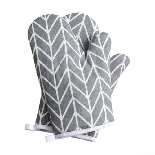Hitzebeständige Kochhandschuhe aus Baumwollleinen für sichere Verwendung beim Backen, Kochen und Grillen (grau) von JGmotorfi