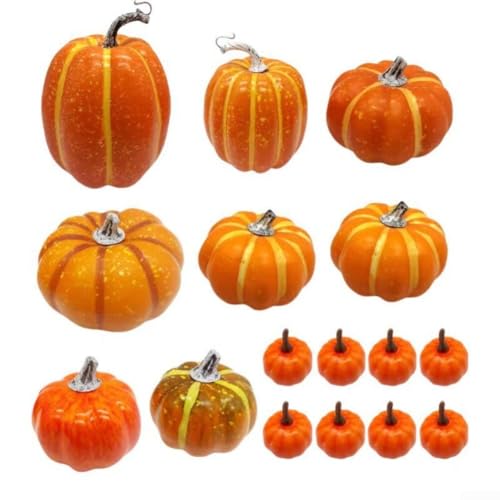 JGmotorfi 16 Stück künstliche Kürbisse, künstlicher Kürbis, Herbst, Erntedankfest, Halloween-Dekoration, einfache Wartung JGmotorfi 16 Stück künstliche Kürbisse, künstlicher Kürbis, Herbst, Erntedankfest, Halloween-Dekoration, einfache Wartung von JGmotorfi