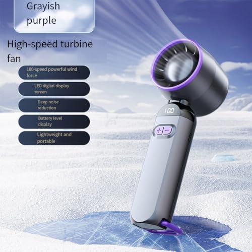 JGmotorfi Halbleiter-Eiskühlventilator, tragbarer kleiner Desktop-Ladeventilator, einstellbare Windgeschwindigkeiten, klares digitales Display (grau-lila) von JGmotorfi