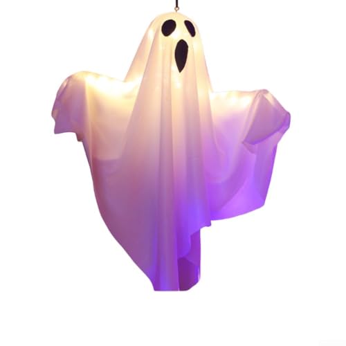 JGmotorfi Halloween-LED-Dekorationen zum Aufhängen, 3 Stück mit warmweißer Beleuchtung für Garten, Terrasse, Rasen, geeignet für Outdoor-Halloween-Display (Beleuchtung – Weiß) von JGmotorfi