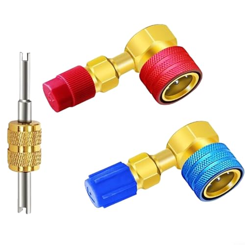 JGmotorfi Kfz-Klimaanlagen-Adapter-Set für effiziente Umwandlung von R1234YF auf R134A mit 90-Grad-Schnellkupplungen für hohen Niederdruck und Ventilkernwerkzeug JGmotorfi Kfz-Klimaanlagen-Adapter-Set für effiziente Umwandlung von R1234YF auf R134A mit 90-Grad-Schnellkupplungen für hohen Niederdruck und Ventilkernwerkzeug von JGmotorfi