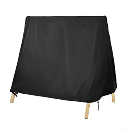 JGmotorfi Outdoor Schaukel Abdeckung Wasserdicht 3-Sitzer Terrassenschaukel Baldachin Abdeckung mit verstellbarem Kordelzug Schwarz Beige 210D Oxford Stoff (schwarz 182 x 139 x 170 cm) von JGmotorfi