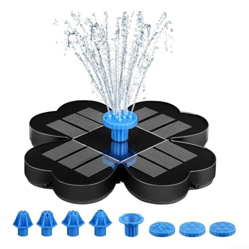 JGmotorfi Solar Wasserbrunnen Schwimmender Solar Power Brunnen Leicht zu Reinigen Mit 8 Austauschbaren Düsen 4 Befestigungsstäben von JGmotorfi