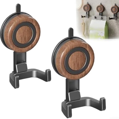 JGmotorfi Starke Saugnapf-Duschhaken für Badezimmerzubehör, 360 Grad drehbarer Haken mit sicherer Vakuumdichtung, abnehmbarer Haken mit Holzmaserung (Redwood) von JGmotorfi