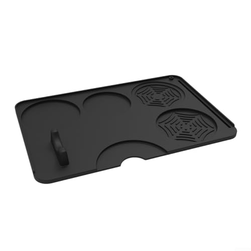 Kaffee-Espresso-Tamping-Matte mit integriertem Tamper-Ständer und rutschfestem Silikon-Material, entworfen, um Siebträger während des Stopfvorgangs sicher zu halten (schwarz) von JGmotorfi