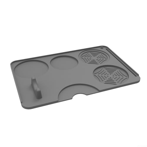 Kaffee-Tamper-Matte mit rutschfestem Silikon und integriertem Tamperschlitz, entworfen, um Siebträger zu sichern und die Espresso-Tamping-Genauigkeit zu verbessern (grau) von JGmotorfi