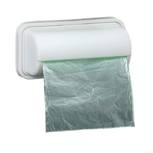 Kompakte wandmontierte Kunststoffbeutelhalter für Küche und Badezimmer, Müllbeutelaufbewahrung und einfacher Zugang (weiß) von JGmotorfi