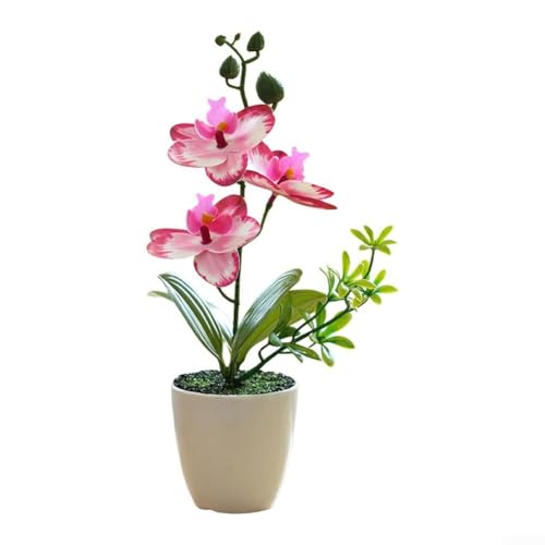 Künstliche Orchidee Pflanze mit Vase für elegante Büro- und Heimeinrichtungen, realistisches Blumenarrangement, geeignet für verschiedene Raumstile (in Rot) von JGmotorfi