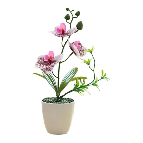 Künstliche Orchidee Pflanze mit Vase für elegante Büro- und Heimeinstellungen, realistisches Blumenarrangement, geeignet für verschiedene Raumstile (lila) von JGmotorfi