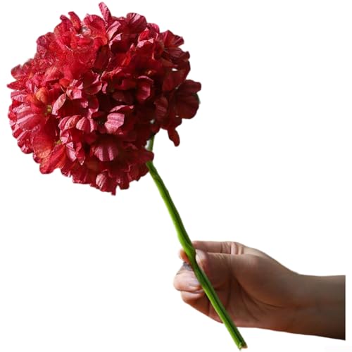 Künstlicher Hortensien-Seidenblumenstrauß mit verbranntem Rand, für Zuhause, Vase, Dekoration, Hochzeit, Blumenaufsätze, geeignet für verschiedene Anlässe (Weinrot) von JGmotorfi