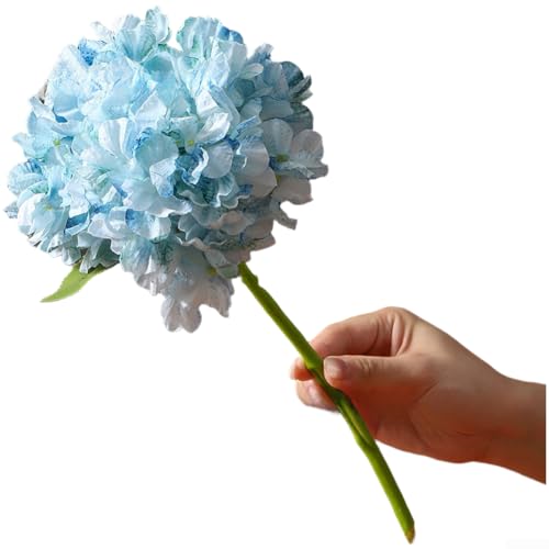 Künstlicher Hortensien-Seidenblumenstrauß mit verbranntem Rand, für Zuhause, Vase, Dekoration, Hochzeit, Blumenaufsätze, geeignet für verschiedene Anlässe (blau) von JGmotorfi