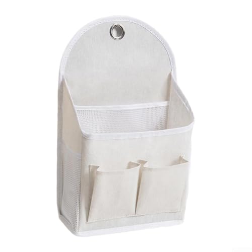 Multi Pocket Wall Mounted Storage Bag Organizer for Home Dorm Bathroom Linen Cotton Space Saving and Clutter Reduction (White) von JGmotorfi