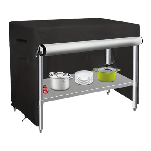 Outdoor Prep Table Cover with Split Opening and Breathable Vents, Heavy Duty Waterproof Oxford Cloth, Windproof Drawstrings for Secure Fit, Padded Handles for Easy Handling von JGmotorfi