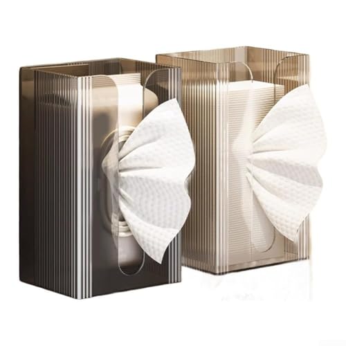 Platzsparender Taschentuchhalter zur Wandmontage für Bad oder Küche, ohne Bohren, geeignet für Gesichtstücher und Handtücher (Transparenz + Rauch) von JGmotorfi